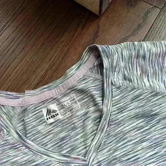 RBX Performance Women’s Striped Athletic Work out TShirt Purple Large - Picture 5 of 5